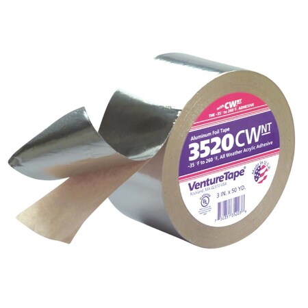 3M Venture Tape Aluminum Foil Tape 3520Cw, Silver, 1 In X 50 Yd, 3.7 Mil 7010338158